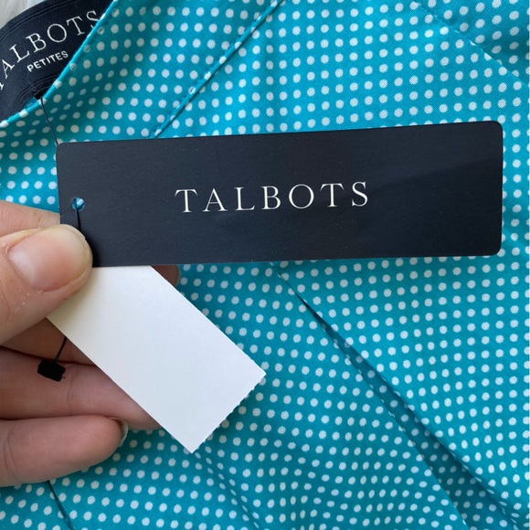 TALBOTS • NWT Turquoise and White Polka Dot A Line Pleated Skirt size 8P - Picture 13 of 16